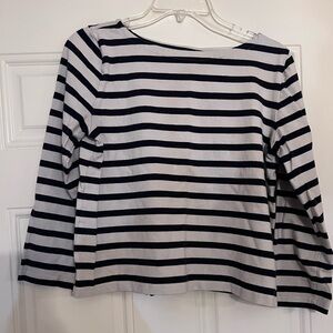 J. Crew Classic Fit Stripes Black and Bone White Striped  Women's Top Size S